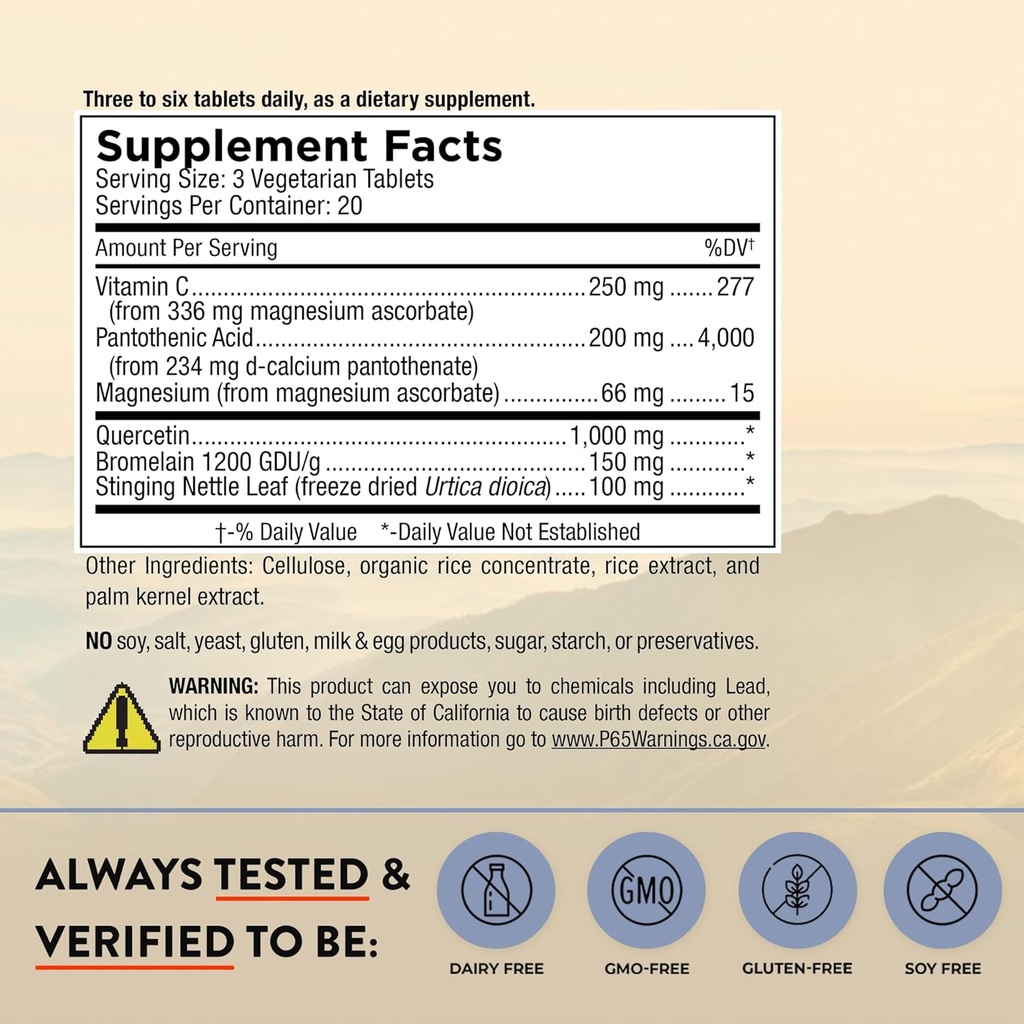 Mt. Angel Vitamins Quercetin Nettle+ - Supports Allergy Wellness & Sinus Health, Featuring Quercetin with Bromelain, Crafted for Seasonal Well-Being, cGMP Certified, Made in USA, 60 Tablets 3