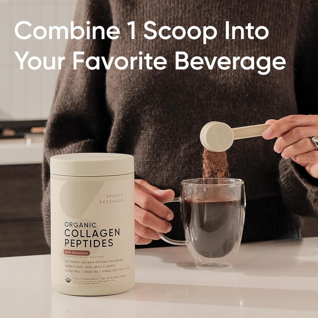 Sports Research Collagen Peptides - Hydrolyzed Type 1 & 3 Collagen Powder Protein Supplement for Healthy Skin, Nails, & Joints - Easy Mixing Vital Nutrients & Proteins, Collagen for Women & Men 4