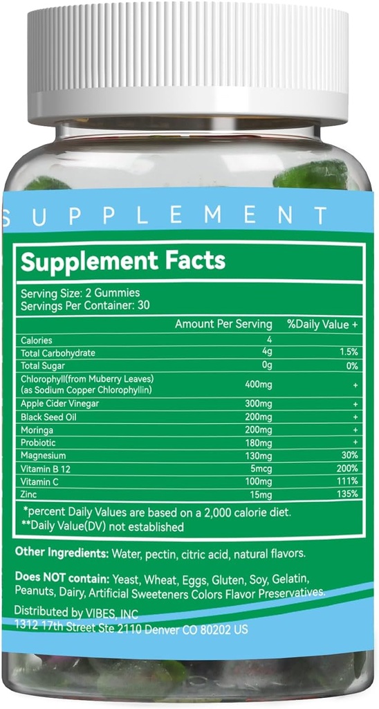 Sugar Free Chlorophyll Gummies, Vitamin B12 Zinc - Natural Deodorant*, Supports Healthy Skin & Body Detox*, Immune & Digestion Support, Chewable Chlorophyll Supplement for Women - 60 Count 6