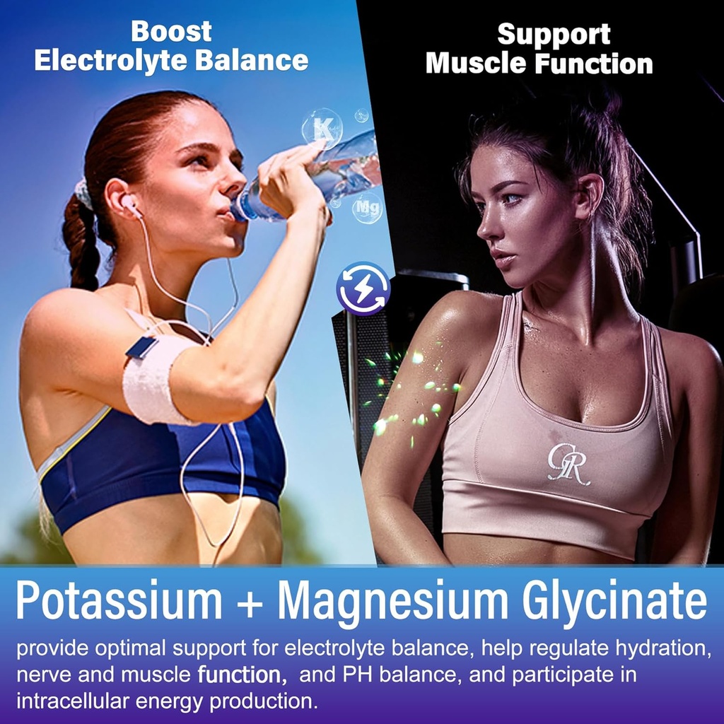 Potassium Magnesium Gummies - Potassium Supplement w/Ashwagandha 200mg, Magnesium Glycinate,B6,B12,P-otassium Citrate for Leg Cramps,Muscle,Electroyte for Adults Kids,Sugar-Free, 2 Pack 5