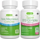 Triple Magnesium Complex + Super B12-Complex Energy Bundle, High Absorption Chelated Glycinate, Taurate & Citrate Magnesium + High Absorption Sublingual B12, Vegan, by Igennus 2