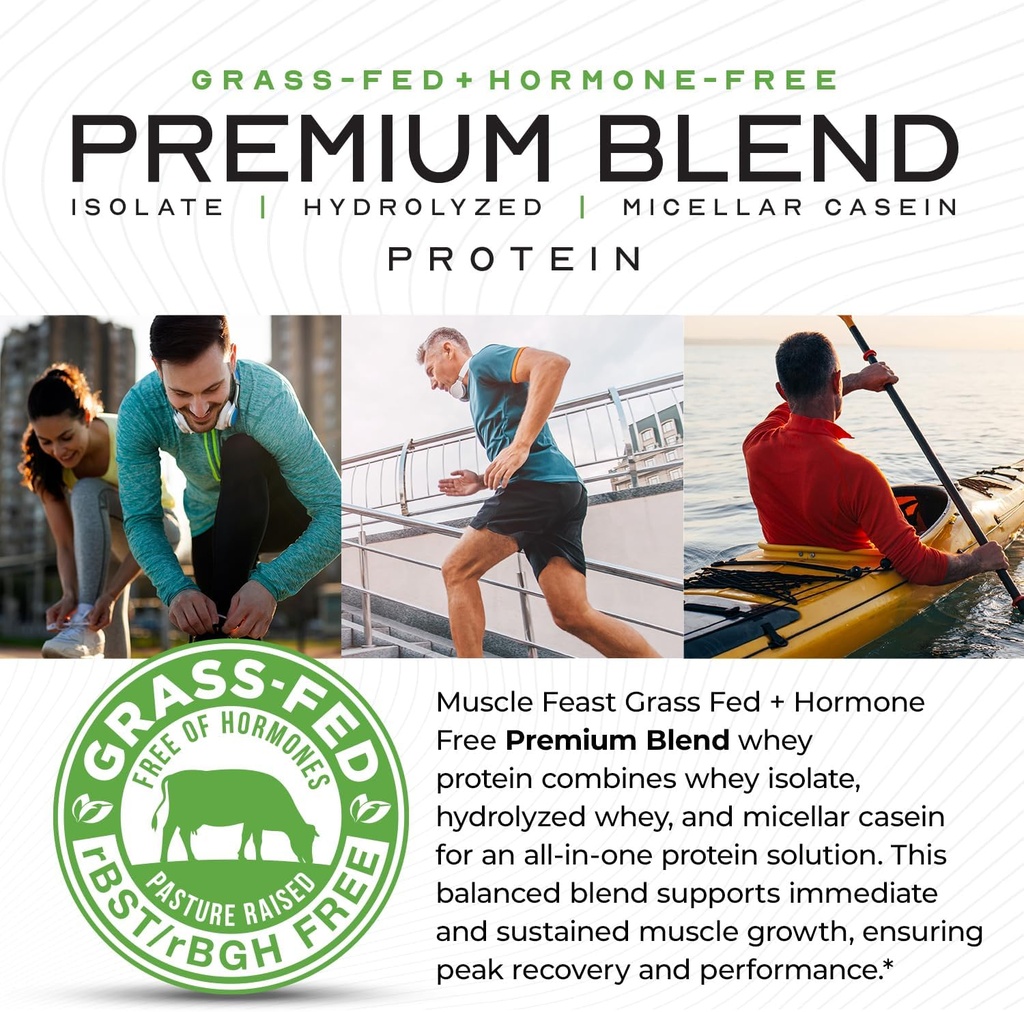 Muscle Feast Premium Blend All Natural Hormone Free Grass-Fed Whey Protein Powder, Chocolate, 5lb 5