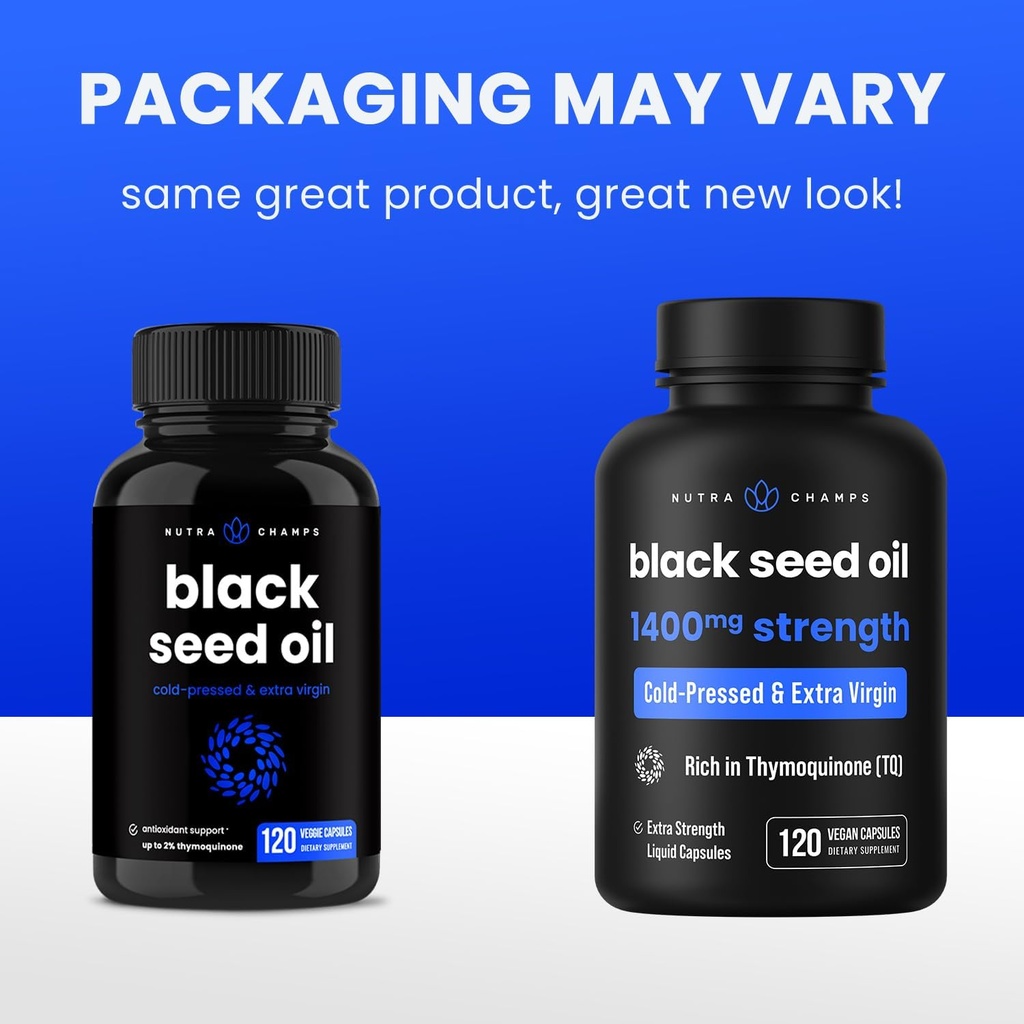 NutraChamps Black Seed Oil Organic Cold Pressed | 120 Vegan Softgel | Virgin Nigella Sativa Pills with Vitamin E & Thymoquinone | Rich in Omega 3 6 9 | Unrefined Black Cumin Seed Oil Capsules 6