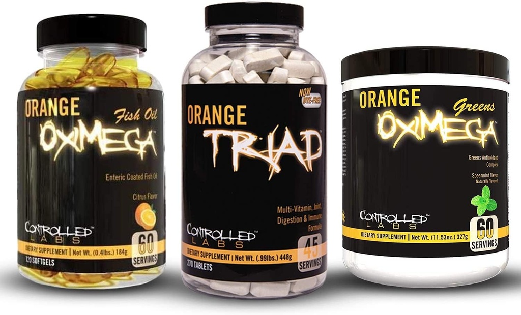 CONTROLLED LABS Bundle Includes 45 Servings of Orang Triad, Orange Oximega Greens Spearmint, and 120 Ct Orange Oximega Fish Oil Softgels 2