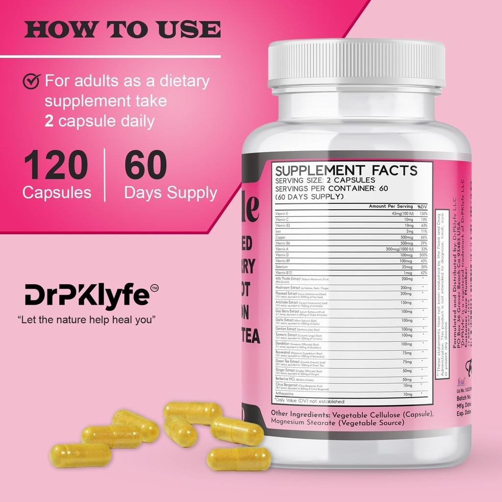 Milk Thistle Capsules for Liver Detox & Cleanse Support – with Dandelion Root, Resveratrol, Artichoke, Moringa, Silymarin – 120 Capsules (60-Day Supply) 4