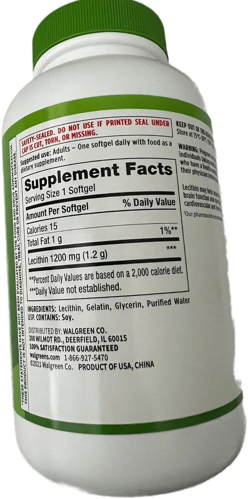 Walgreens Lecithin 1200mg Softgels 200 ea by Finest Nutrition 3
