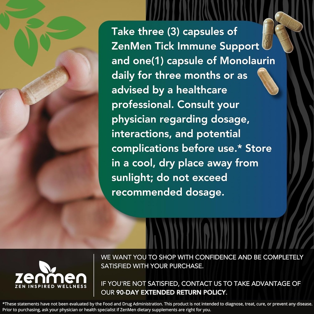 Zenmen Immune Support Bundle: Tick Immune Support and Monolaurin Capsules 4