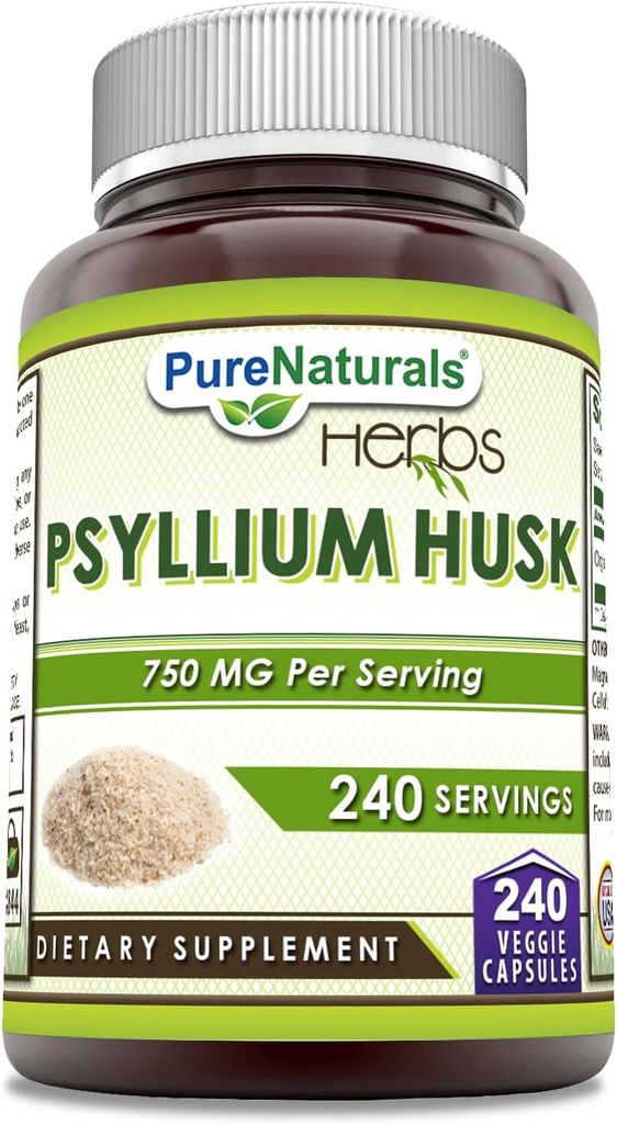 Pure Naturals Psyllium Husk Supplement | 750 Mg Per Serving | Veggie Capsules | Non-GMO | Gluten-Free | Made in USA (120 Count) 5
