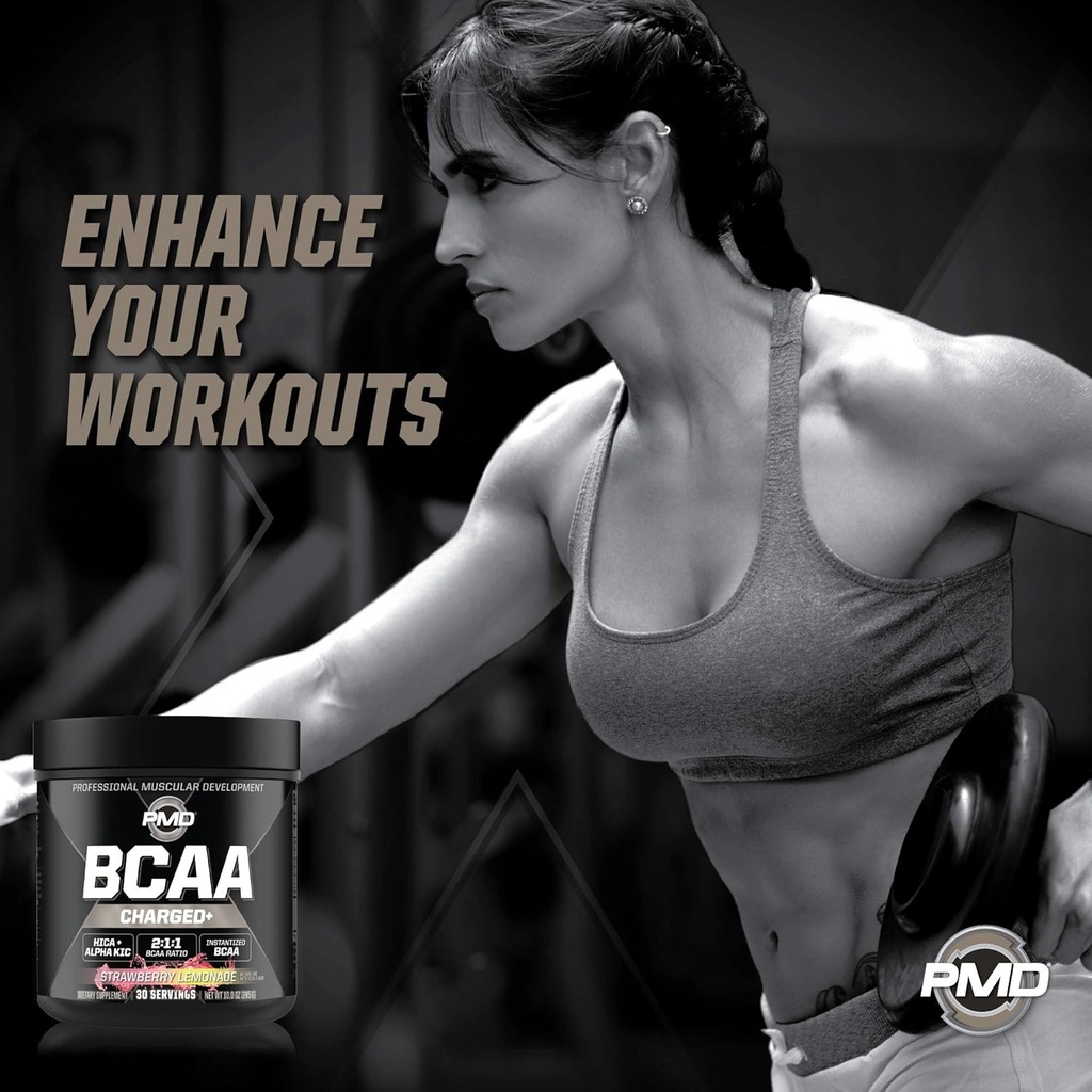 PMD Sports BCAA Charged Amino Acid Drink Mix for Performance, Recovery, Endurance, and Hydration - Increase Muscle Function for Workout and Daily Energy - Strawberry Lemonade (30 Servings) 5