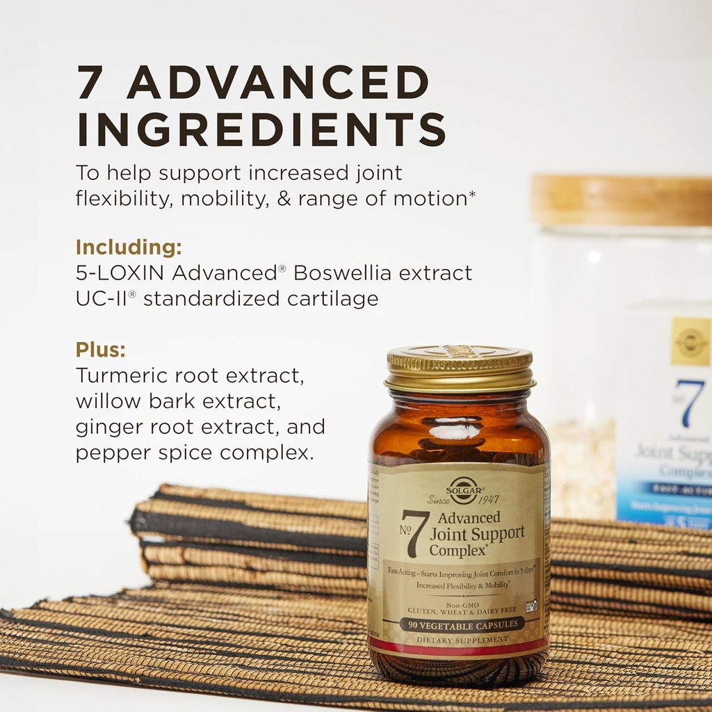 Solgar No. 7, 105 Vegetable Capsules - Joint Support & Comfort - Increased Mobility & Flexibility - Supplement for Men & Women with Ester-C Vitamin C - Gluten-Free, Non GMO, Dairy Free - 105 Servings 5