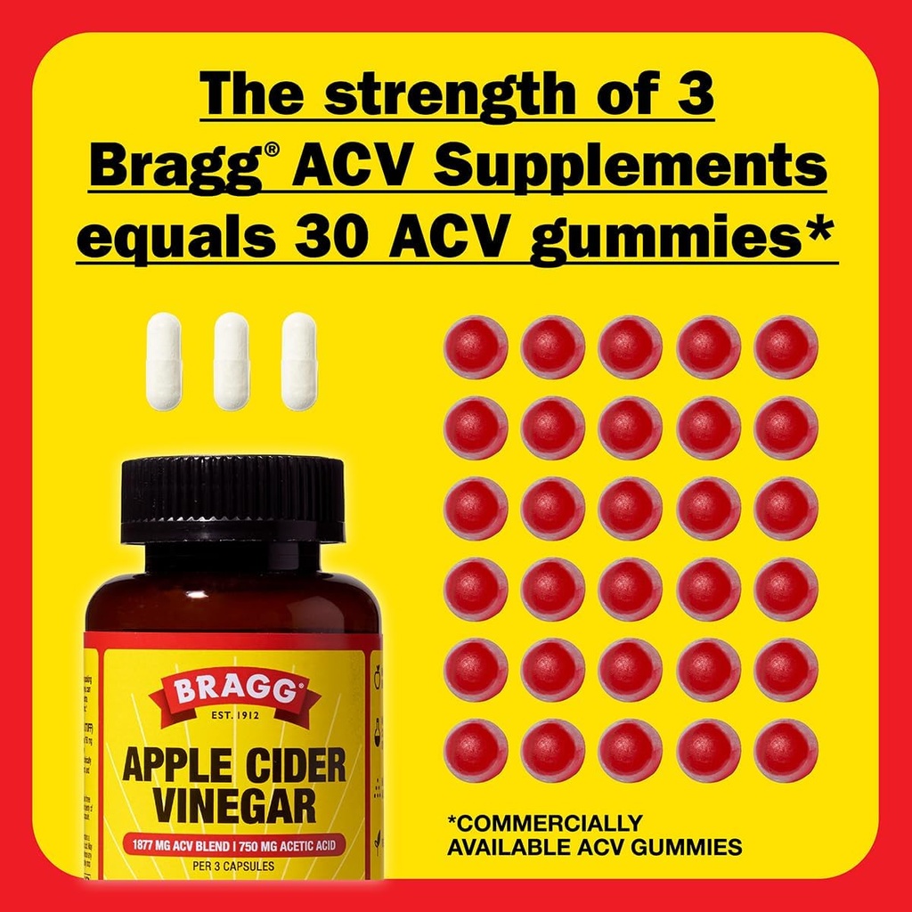 Bragg Apple Cider Vinegar Capsules with Vitamin D and Zinc - (3 Pack) 90 Capsules - Supports The Immune System 5