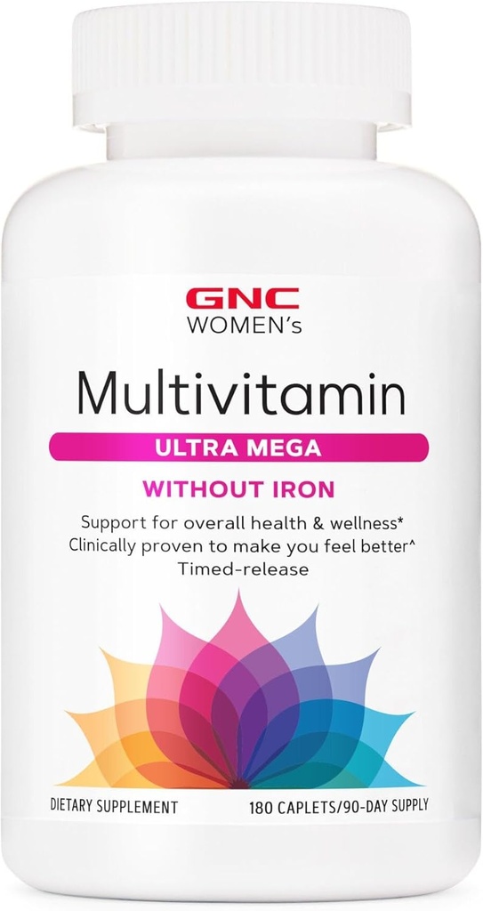 GNC Women's Multivitamin Ultra Mega Without Iron, Daily Vitamin Supplement, Supports Immune, Brain, Hair, Skin & Nails, 180 Caplets 5