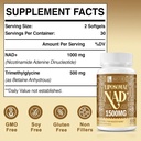 1500 MG Liposomal NAD+, 98%+ Absorption, NAD+ Supplement for Women & Men with TMG, for Aging Defense, Cellular Energy, Heart & Brain Function, Longevity, 360 Softgels 3