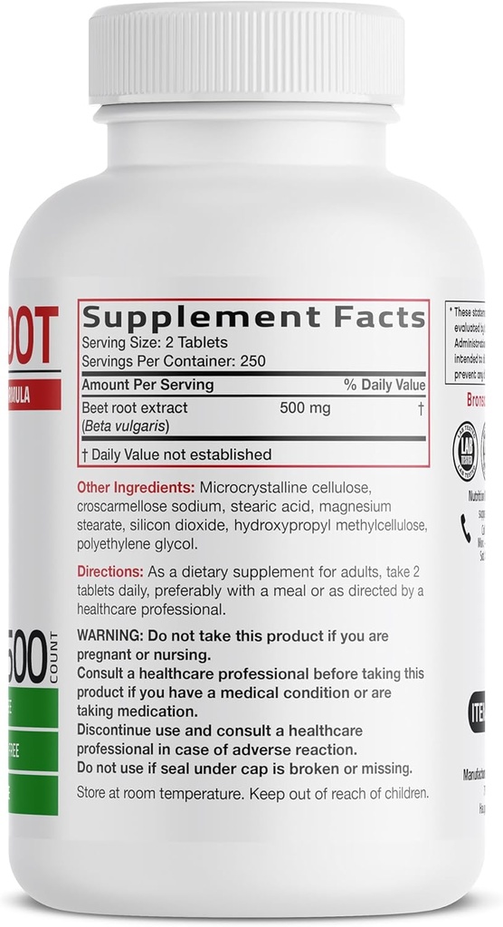 Bronson Beet Root Extra Strength, Non-GMO, 500 Vegetarian Tablets 3