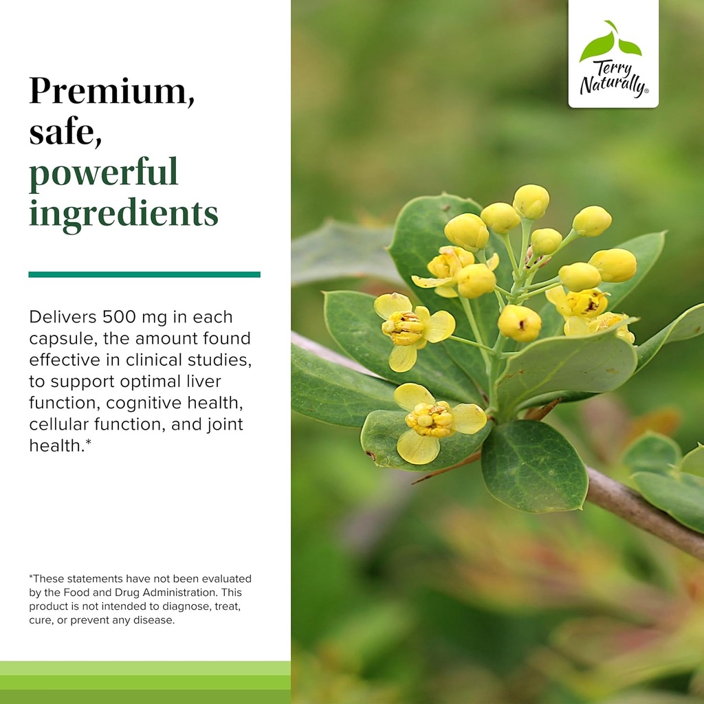 Terry Naturally Berberine - Dietary Supplement with Berberine - Liver Health Supplement for Metabolism Support - Joint Health Support for Men & Women - 60 Capsules 6