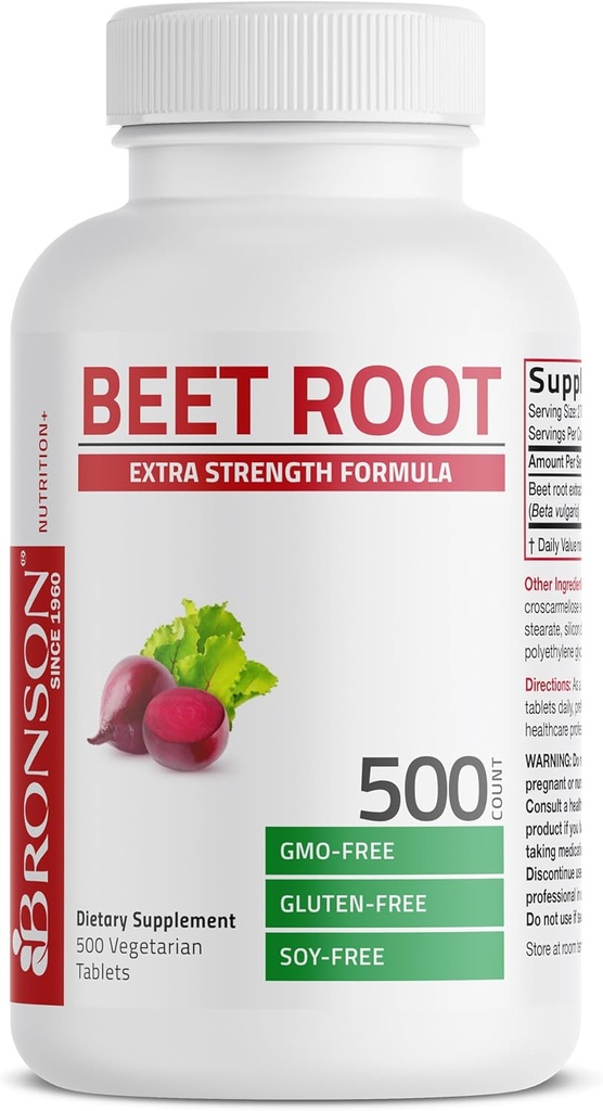 Bronson Beet Root Extra Strength, Non-GMO, 500 Vegetarian Tablets 6