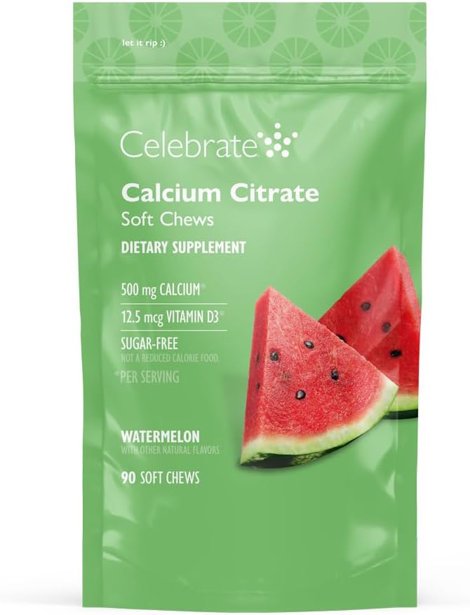 Celebrate Vitamins Bariatric 500mg Calcium Citrate Soft Chews with 500 IU Vitamin D3 – Essential for Gastric Bypass Patients & Bone Health - Sugar & Gluten Free, Melon (90 Chews) 2