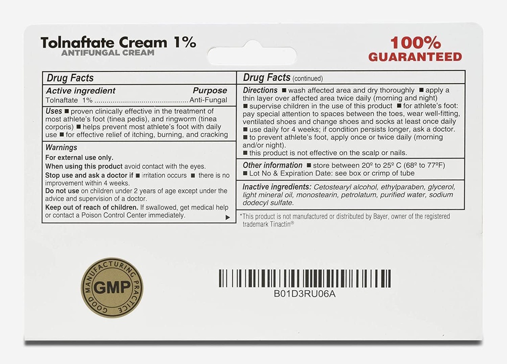 (6 Pack) Globe Tolnaftate 1% Cream 1 oz, Antifungal Treatment, Proven Clinically Effective on Most Athlete’s Foot and Ringworm, Compare to The Leading Name Brand 3