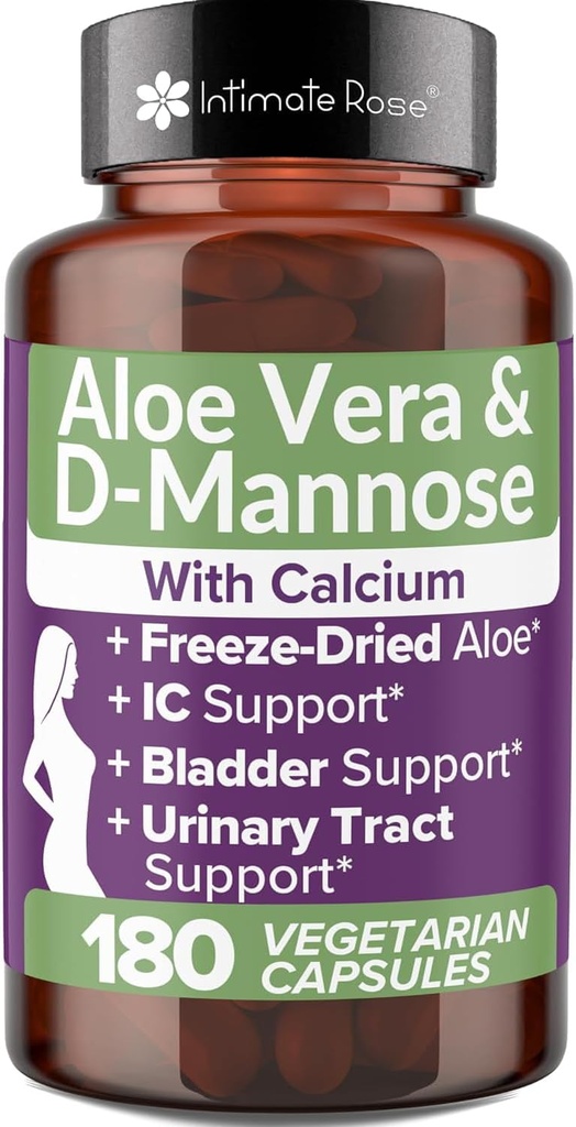 Intimate Rose Aloe Vera Capsules - IC Supplements - 200x Concentrate Pure Aloe Vera + D-Mannose + Calcium - Easy to Swallow Aloe Pills 2