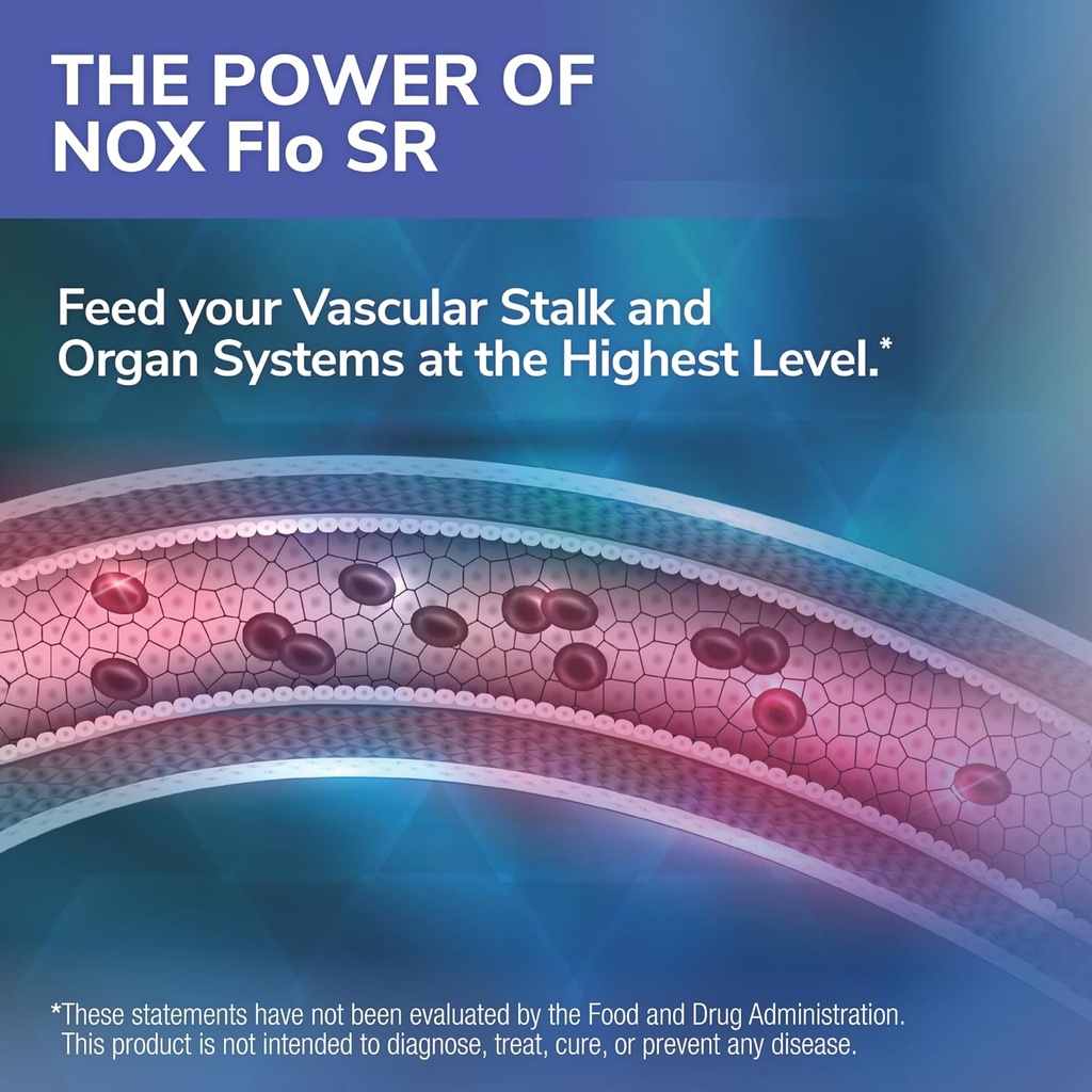 Tesseract NOX Flo SR Nitric Oxide Booster, Vascular Health Supplement, 120 Capsules, Sustained-Release L Citrulline, Coenzyme Q10 & R Lipoic Acid, Circulation & Blood Pressure Support, Hypoallergenic 4