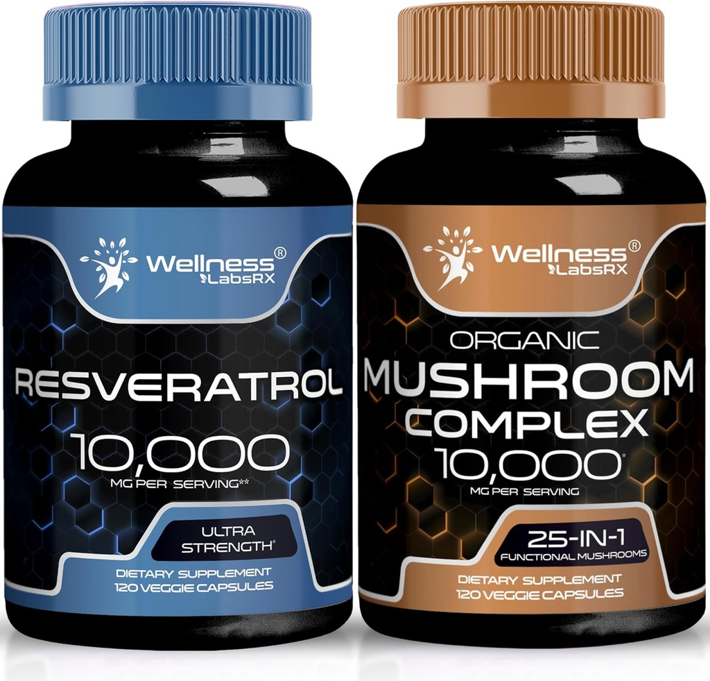WELLNESS LABSRX Resveratrol Capsules 10,000mg - Mushroom Supplement Capsules 2