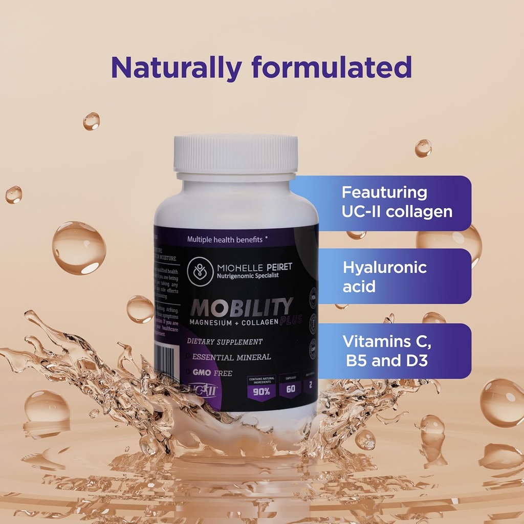 Mobility - Magnesium + Collagen Supplement with Hyaluronic Acid & Vitamin C | Supports Bones, Joints & Muscles | Gluten-Free & Non-GMO | 60 Capsules for Men & Women 5