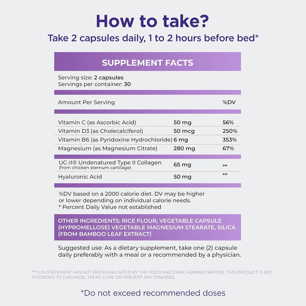 Mobility - Magnesium + Collagen Supplement with Hyaluronic Acid & Vitamin C | Supports Bones, Joints & Muscles | Gluten-Free & Non-GMO | 60 Capsules for Men & Women 6