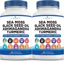 Sea Moss Black Seed Oil Ashwagandha Turmeric Bladderwrack Burdock - with Manuka, Honey Dandelion, ACV Black Pepper Gluten Free - 2-Pack 2