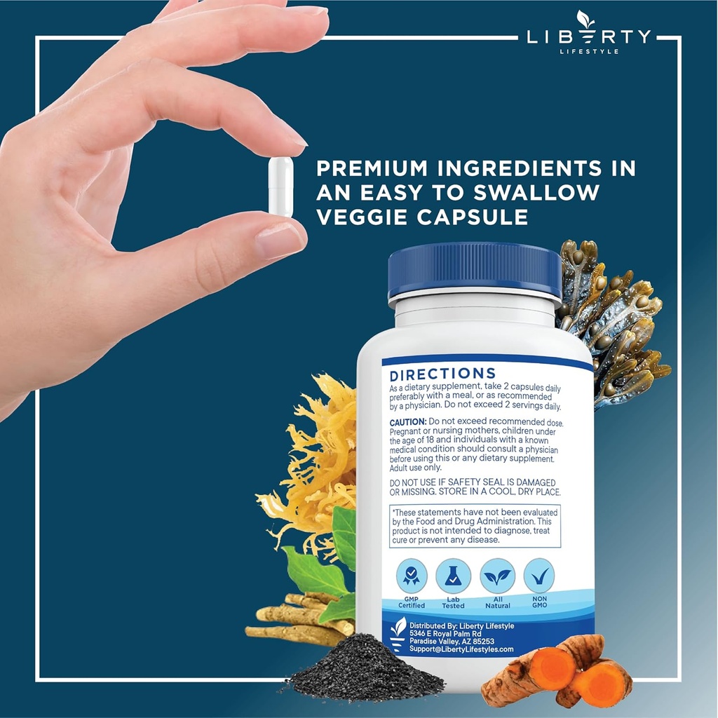 Sea Moss Black Seed Oil Ashwagandha Turmeric Bladderwrack Burdock - with Manuka, Honey Dandelion, ACV Black Pepper Gluten Free - 2-Pack 5