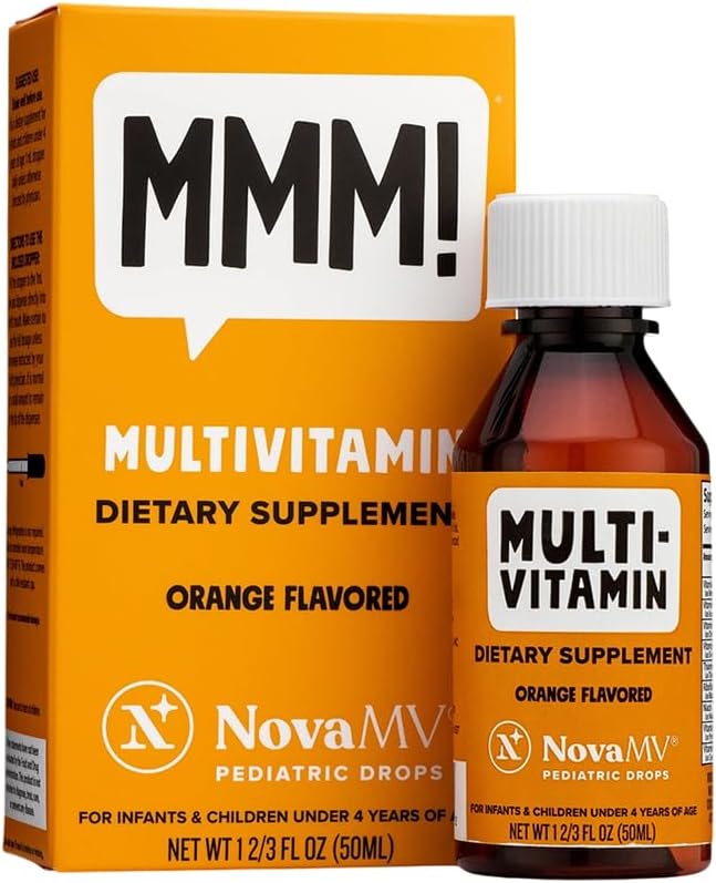 NovaFerrum MMM | Multivitamin for Kids, Infants and Toddlers | Vitamin C, D3, E | Gluten Free Certified | Sugar Free | No Artificial Colors | Ages 4 & Under | Orange Flavored | 2 Fl Oz (50 mL) 2