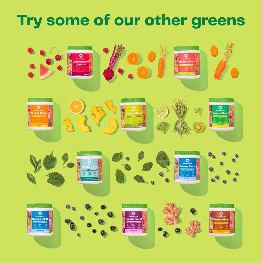 Amazing Grass Greens Blend Alkalize & Detox: Smoothie Mix, Cleanse with Super Greens & Beet Root Powder, Digestive Enzymes, Prebiotics & Probiotics, 30 Servings (Packaging May Vary) 6