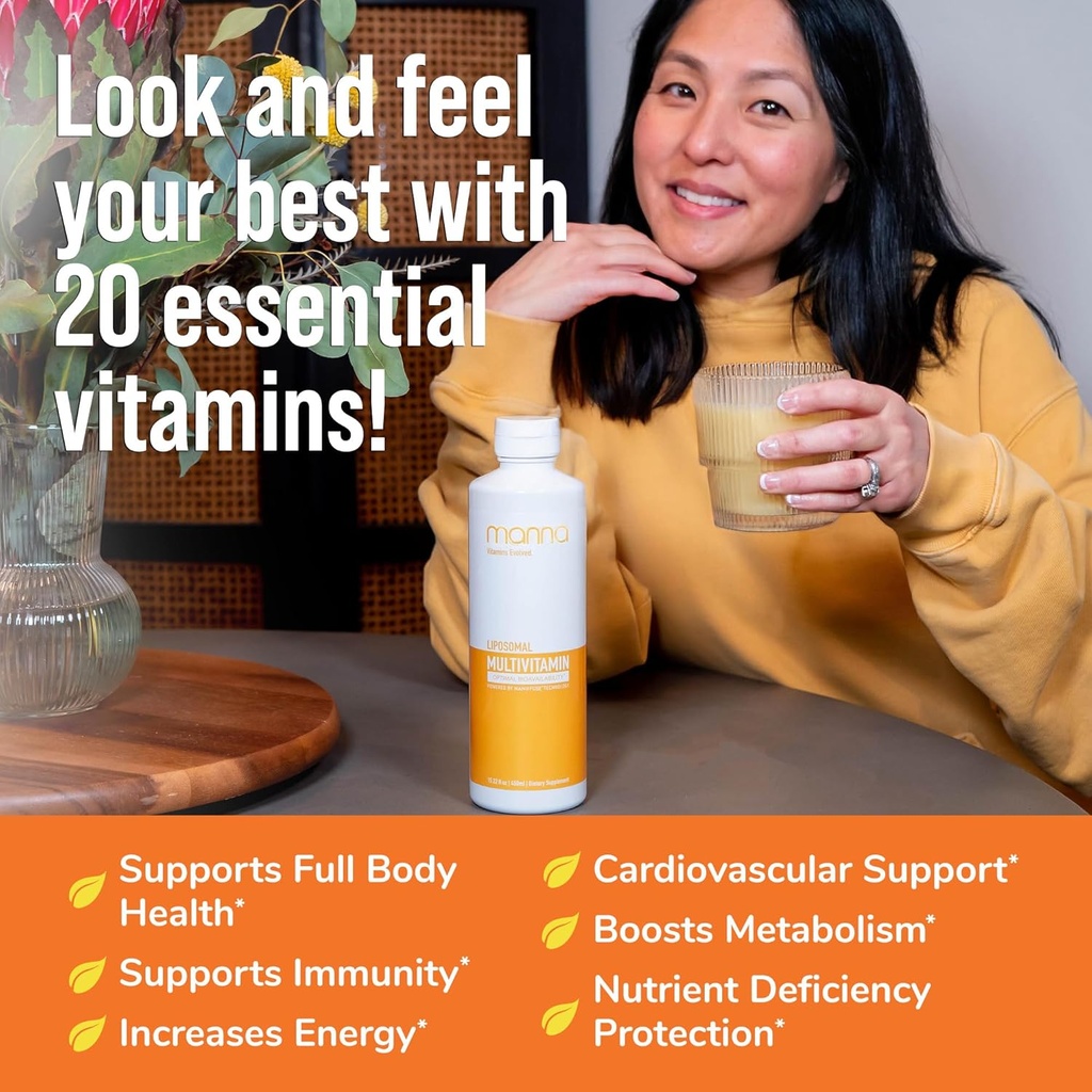 Manna Vitamins Evolved Liposomal Multivitamin - Daily Multivitamin Provides 20 Vitamins and Minerals - Multivitamins for Men and Women - Boosts Immune System, Supports Energy and Metabolism 6
