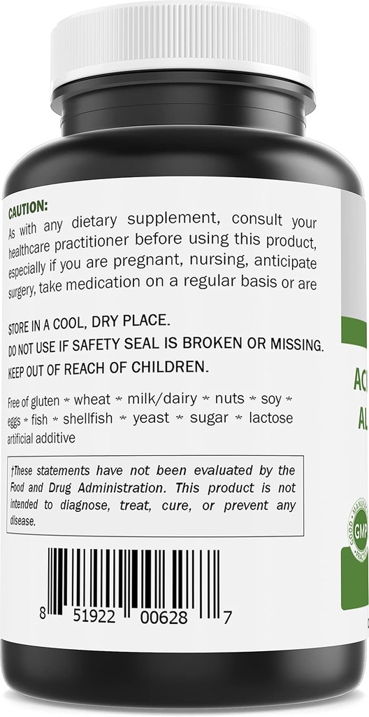 Brieofood Acetyl L-Carnitine Alpha Lipoic Acid (ALA ALC) 750 mg 120 Capsules 5