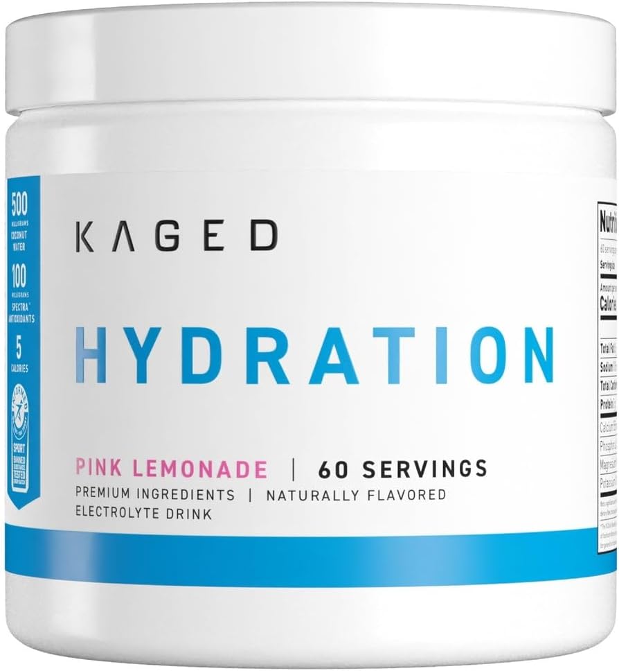 Kaged Electrolyte Hydration Powder Hydracharge Pink Lemonade Sports Drink for Men and Women Pre, Post, Intra Workout Supplement 60 Servings 2