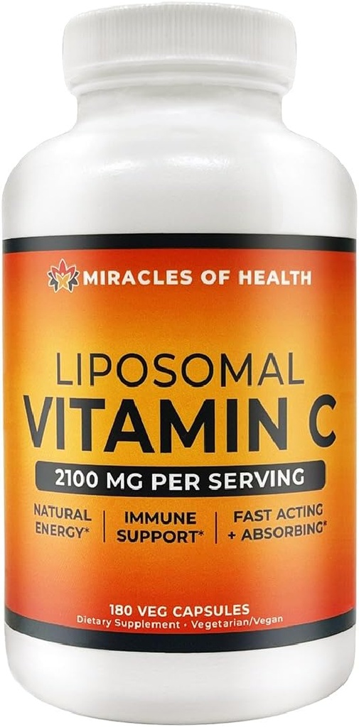 Liposomal Vitamin C 2100mg | 180 Veggie Capsules, 60 Day Supply | Fast Absorbing Bioavailability | Powerful Antioxidant & Immune Support Supplement 2