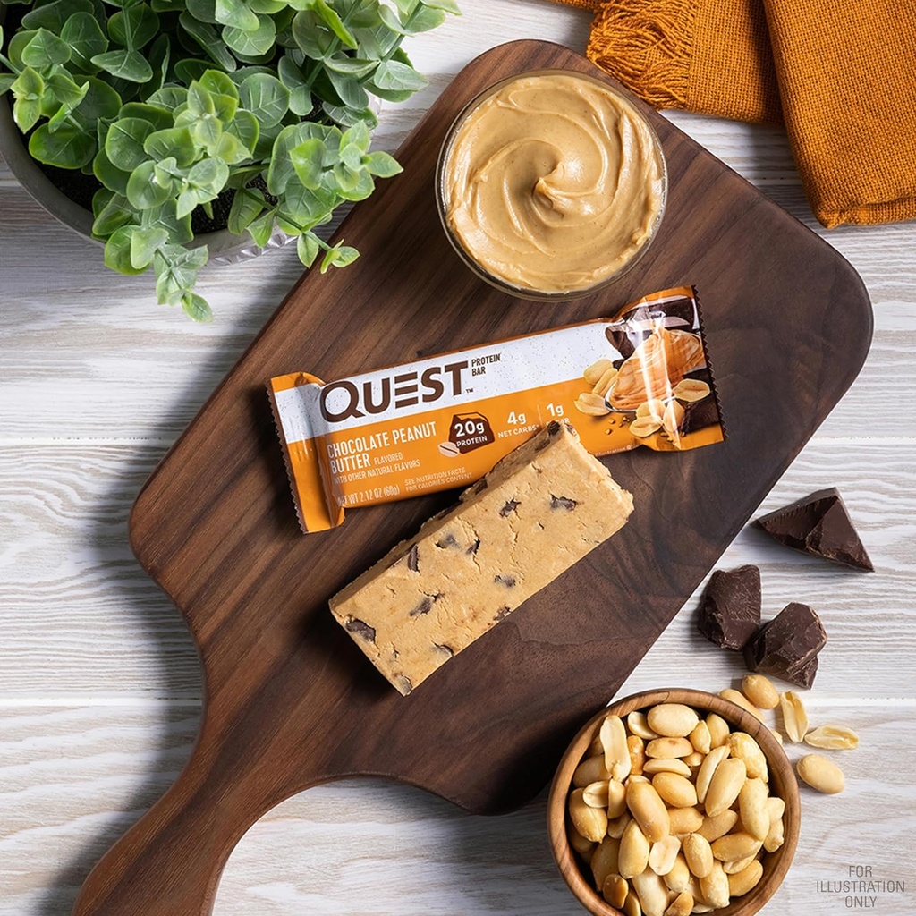 Quest Nutrition Chocolate Peanut Butter Bars, 20g Protein, 1g Sugar, 4g Net Carb, Gluten Free, Keto Friendly, 12 Count 5