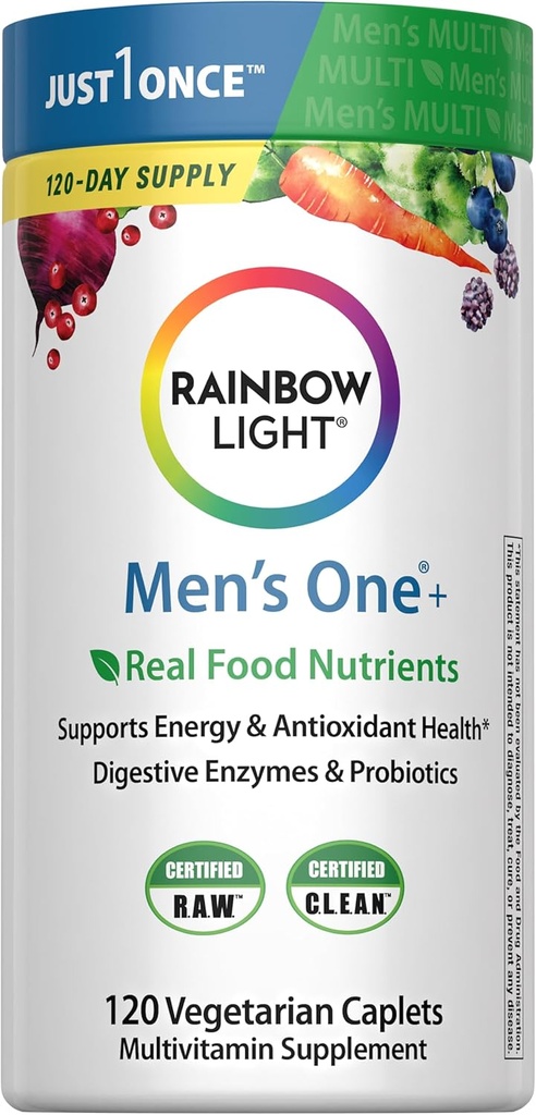 Rainbow Light Mens One Multivitamin, Men's Daily Multivitamin Provides High-Potency Immune Support, with Vitamin C, Vitamin D and Zinc, Vegetarian, 120 Count 2