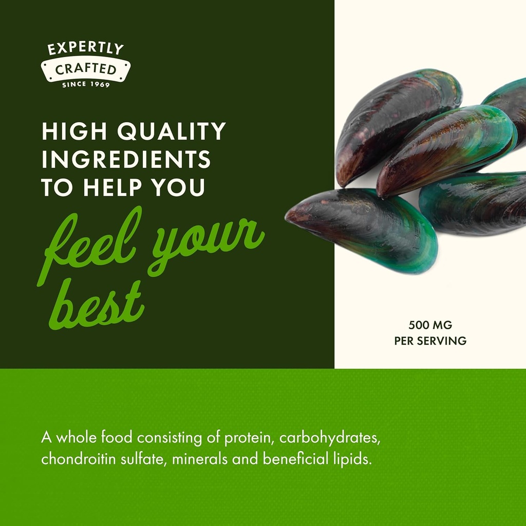 Swanson Green Lipped Mussel (Freeze-Dried) - New Zealand Joint Health & Mobility Supplement - Natural Formula May Support Heart Health & Digestive Function - (60 Capsules, 500mg Each) (4 Pack) 6