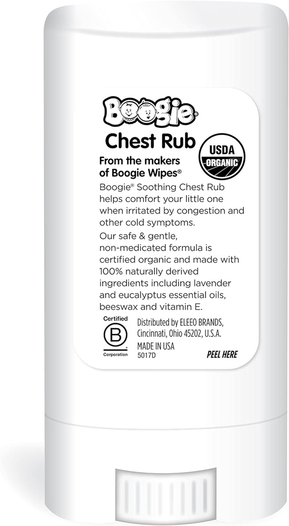 Boogie Chest Rub Stick for Soothing Relief, Petroleum-Free, USDA Organic, Naturally Derived, Soothing Eucalyptus and Lavender, 0.49 oz (Pack of 1) 3