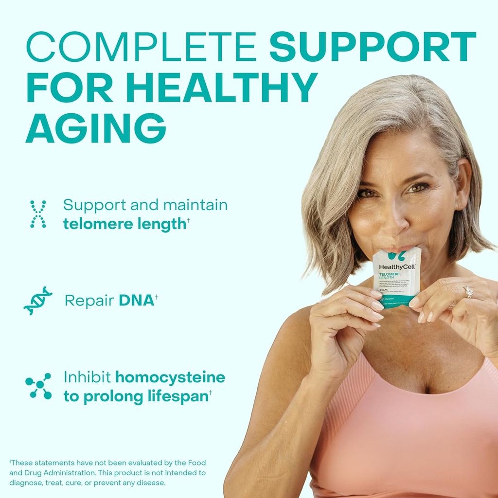 HealthyCell Telomere Length Supplement - Anti-Aging Telomere Lengthening Supplements with Phytonutrients & Vitamins for Cellular Health - AC-11, Astragalus & Resveratrol - 30 Gel Packs, Grape Flavored 3