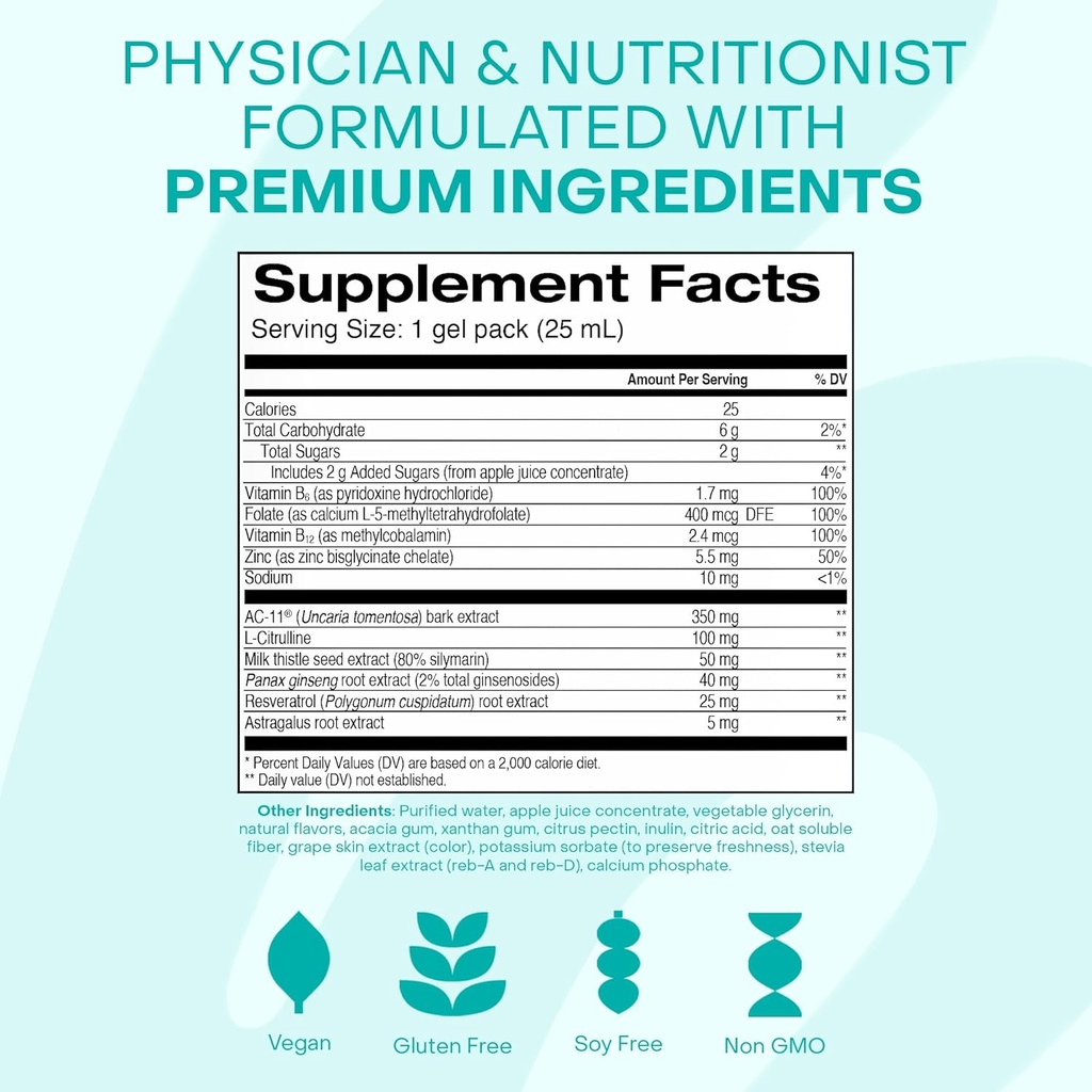 HealthyCell Telomere Length Supplement - Anti-Aging Telomere Lengthening Supplements with Phytonutrients & Vitamins for Cellular Health - AC-11, Astragalus & Resveratrol - 30 Gel Packs, Grape Flavored 6