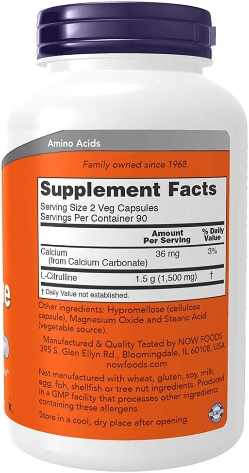 Now Foods L-Citrulline 750 mg - 180 Capsules 3