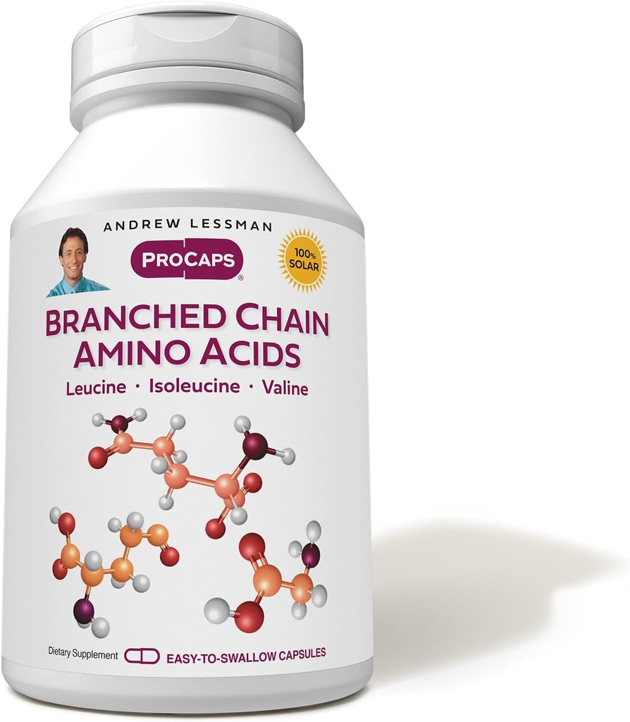 ANDREW LESSMAN Branched Chain Amino Acids 180 Capsules - Pure, Free-Form Essential BCAA Formula: Leucine, Isoleucine and Valine. Hypoallergenic. Easy-to-Swallow Capsules. No Additives. 2