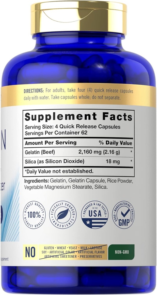 Carlyle Gelatin Capsules | 2160 mg | 250 Pills | with Silica Optimizer | Non-GMO, and Gluten Free Supplement 3