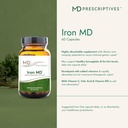 MD Prescriptives Iron MD Capsules - Daily Iron Supplement for Women & Men with Vitamin C, Vitamin B12 & Folic Acid - Optimal Absorption Formula - 60 Veg Capsules 4