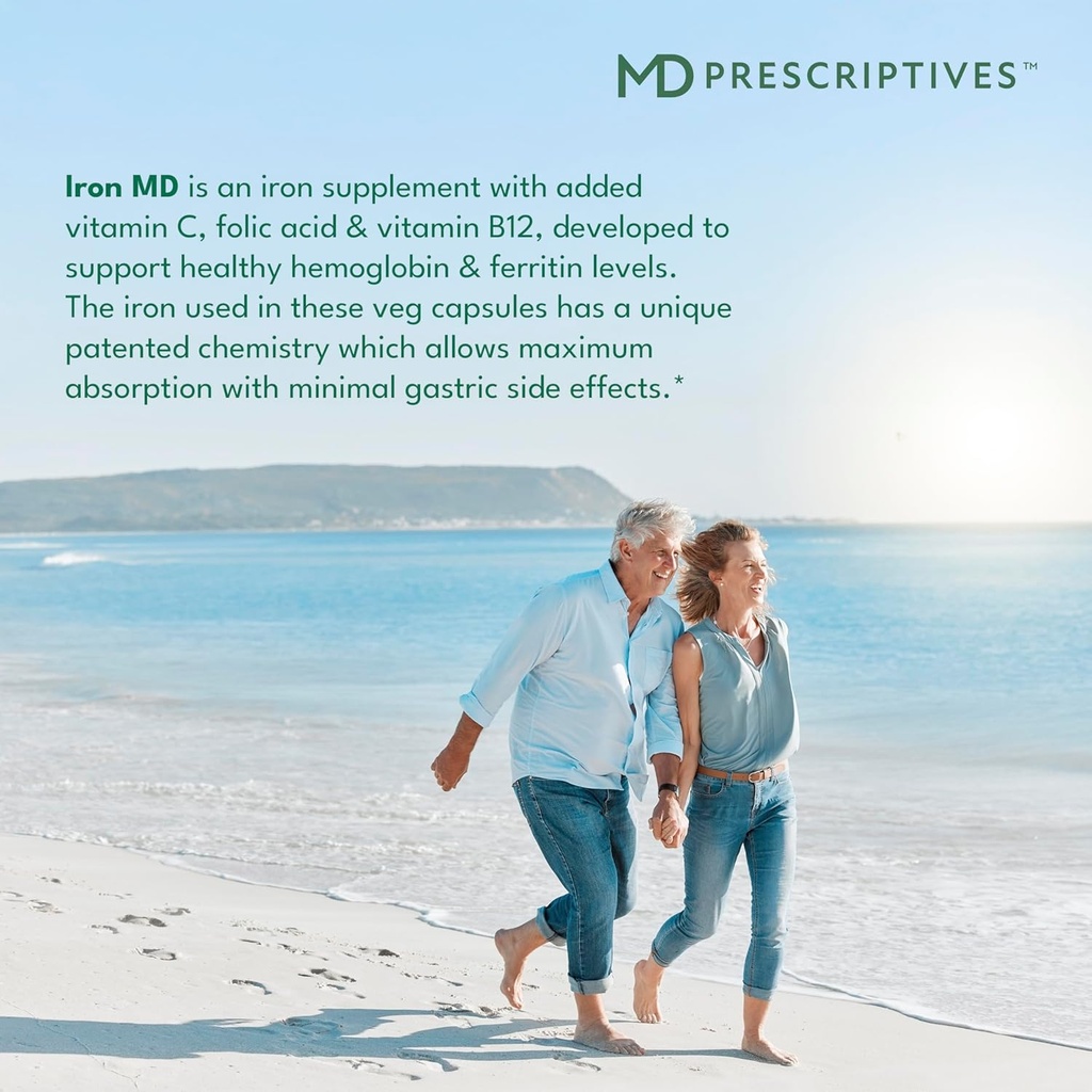 MD Prescriptives Iron MD Capsules - Daily Iron Supplement for Women & Men with Vitamin C, Vitamin B12 & Folic Acid - Optimal Absorption Formula - 60 Veg Capsules 5