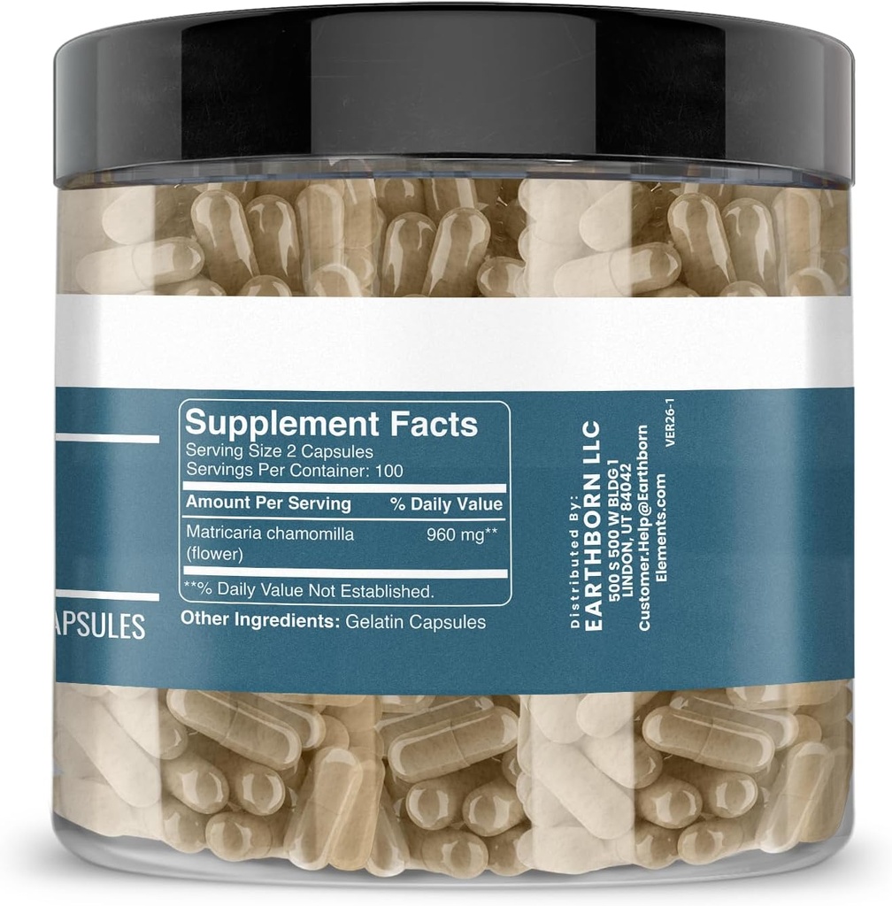 Earthborn Elements Chamomile Extract 200 Capsules, Pure & Undiluted, No Additives 3