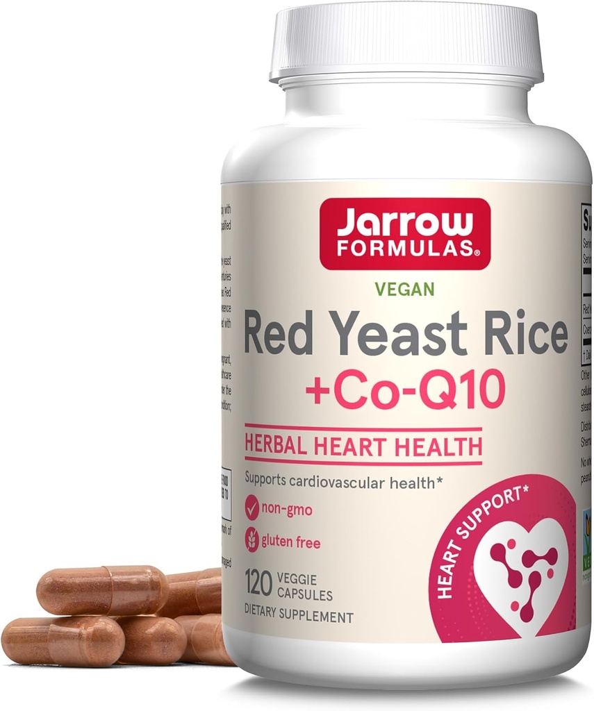 Jarrow Formulas Red Yeast Rice 1200 mg & Co-Q10 100 mg Per Serving-120 Veggie Caps-60 Servings & Heart Health-Vegan & Milk Thistle 150 mg with 30:1 Standardized Silymarin Extract 3