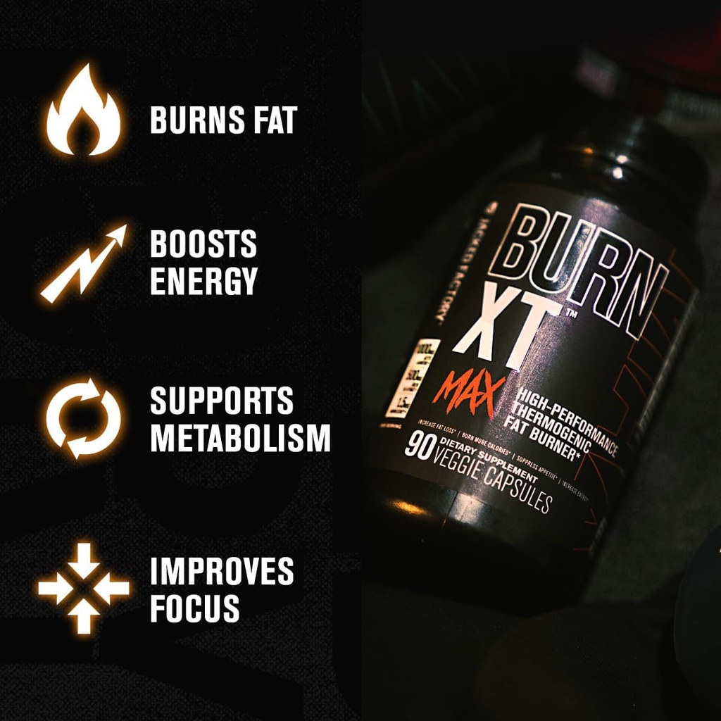 Jacked Factory Burn-XT Clinically Studied Fat Burner & Weight Loss Supplement (120 Capsules) & Burn XT Max High-Performance Fat Burner & Appetite Suppresant (90 Capsules) 5