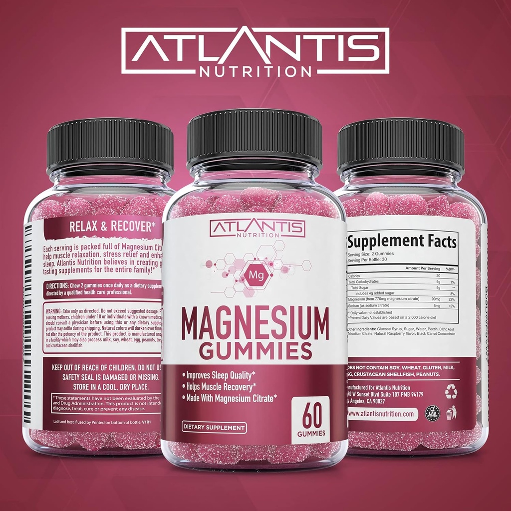 Atlantis Nutrition 60 Tart Cherry Gummies + 60 Magnesium Citrate Gummies 3